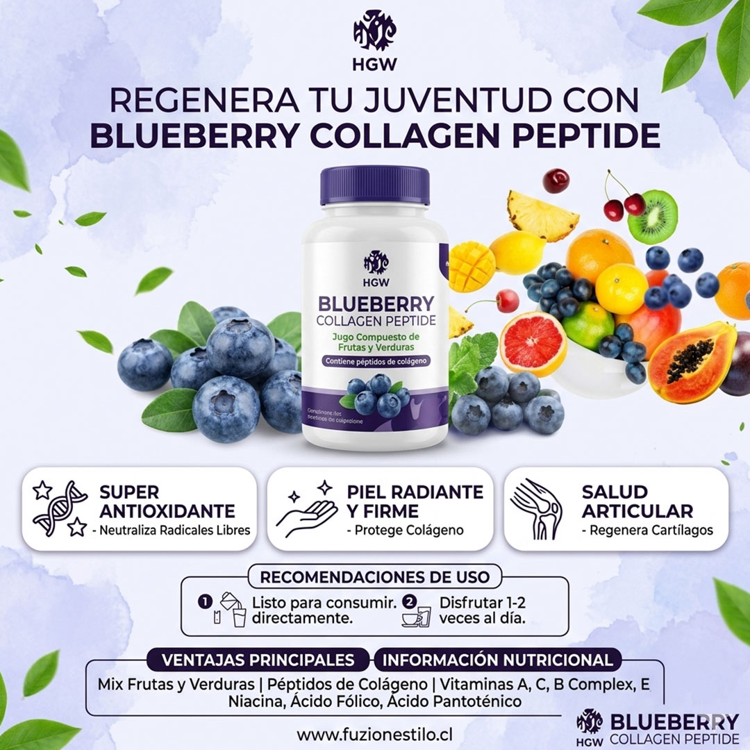 Blueberry Collagen Peptide: colágeno Tu Elixir de Juventud y Vitalidad HGW - Imagen 2